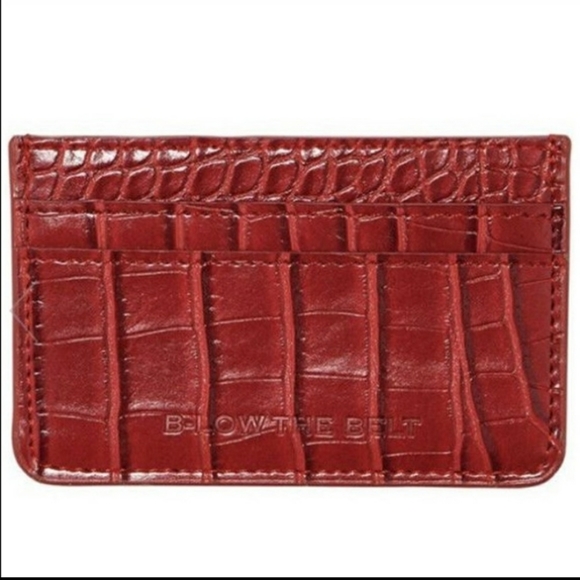 B-Low the Belt Red Crocodile Card Case Wallet - Picture 2 of 4